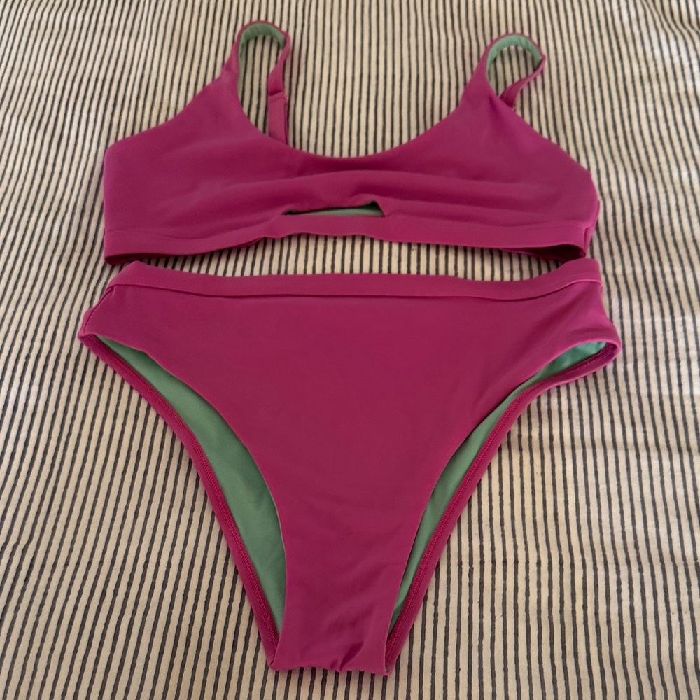Jolyn Clothing Magenta and Green Bikini